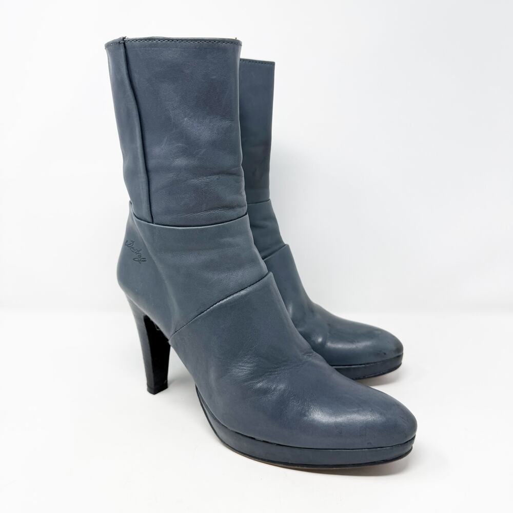 Destroy Gray Leather High Heel Boots Women's EU 39/US 9 Side Zip Made in Spain